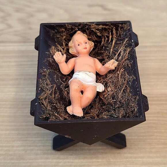 Vtg Nativity Set 9 Figurines Germany Christmas Jesus Mary Joseph Wise Men Lamb - Picture 3 of 9